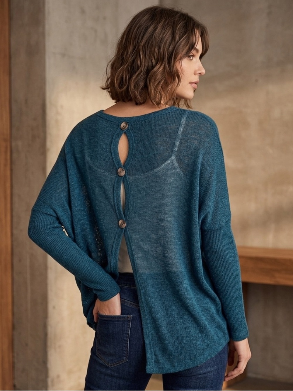 LIVING doll Teal Knit Crewneck Sweater